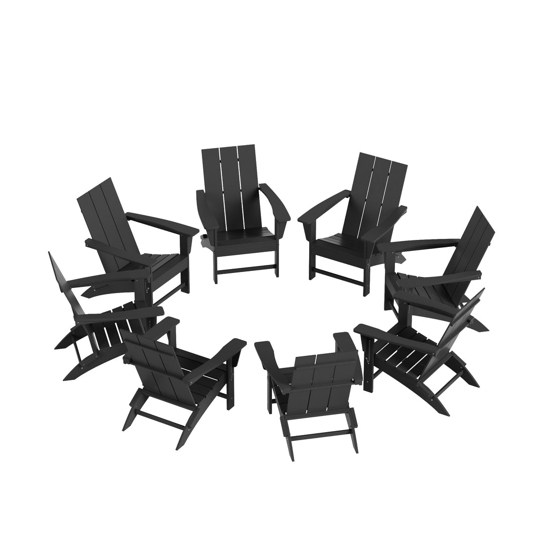 Ashore 8-Piece Modern Poly Folding Adirondack Chair Set