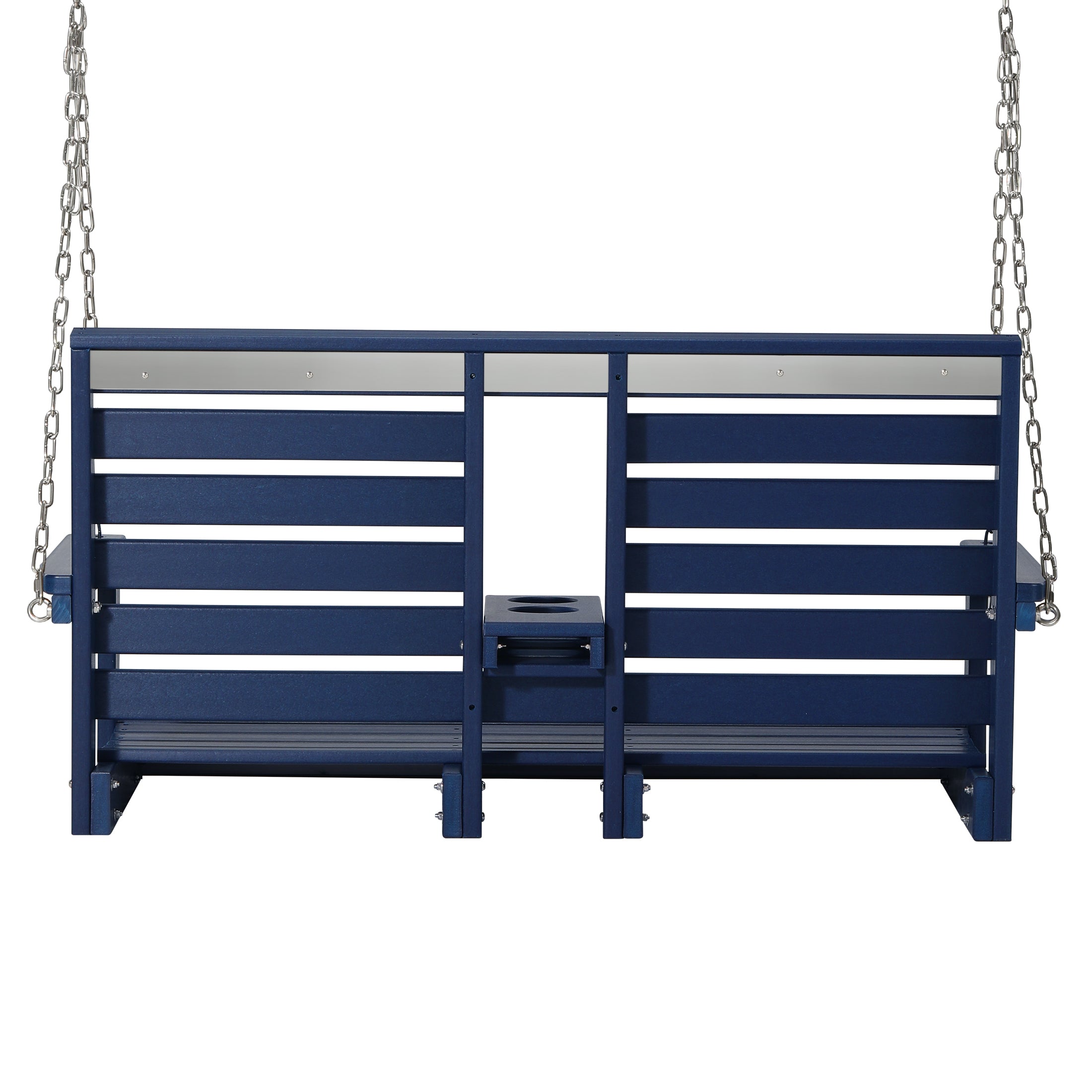 St Charles Outdoor HDPE 54" Front Hanging Porch Swing Bench With Cupholders