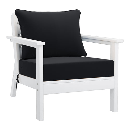 Avalon Outdoor Modern HDPE Patio Club Chairs with Deep Seat Cushions (Set of 2)