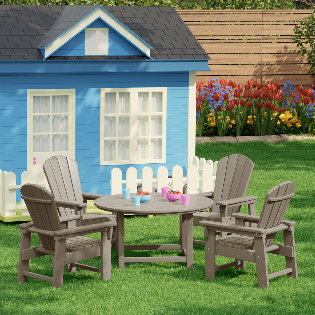 Malibu Kids 5-Piece HDPE Outdoor Patio Round Dining Table and Chairs Set