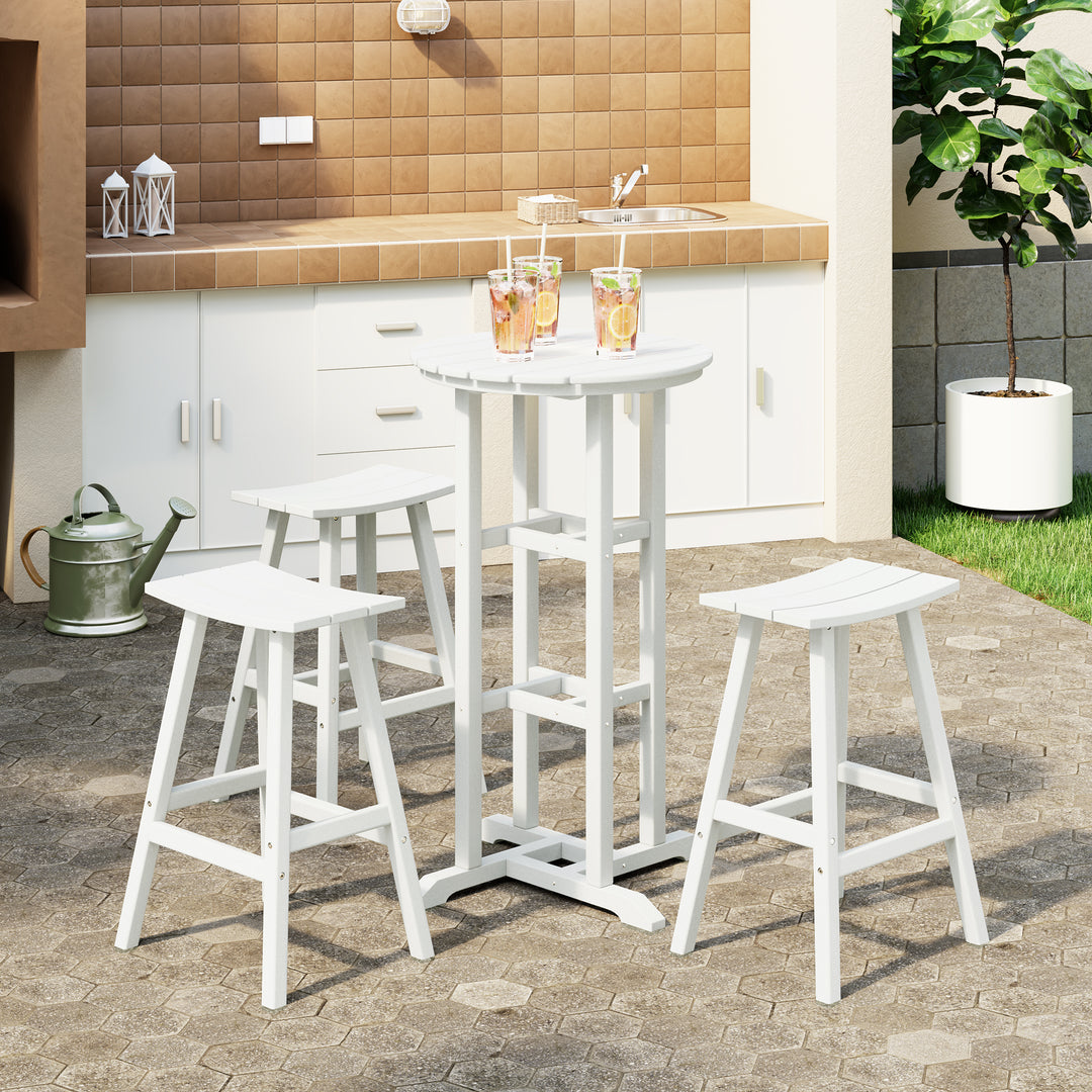 Malibu Outdoor Patio Bar Height Table and Bar Stool 3-Piece Set