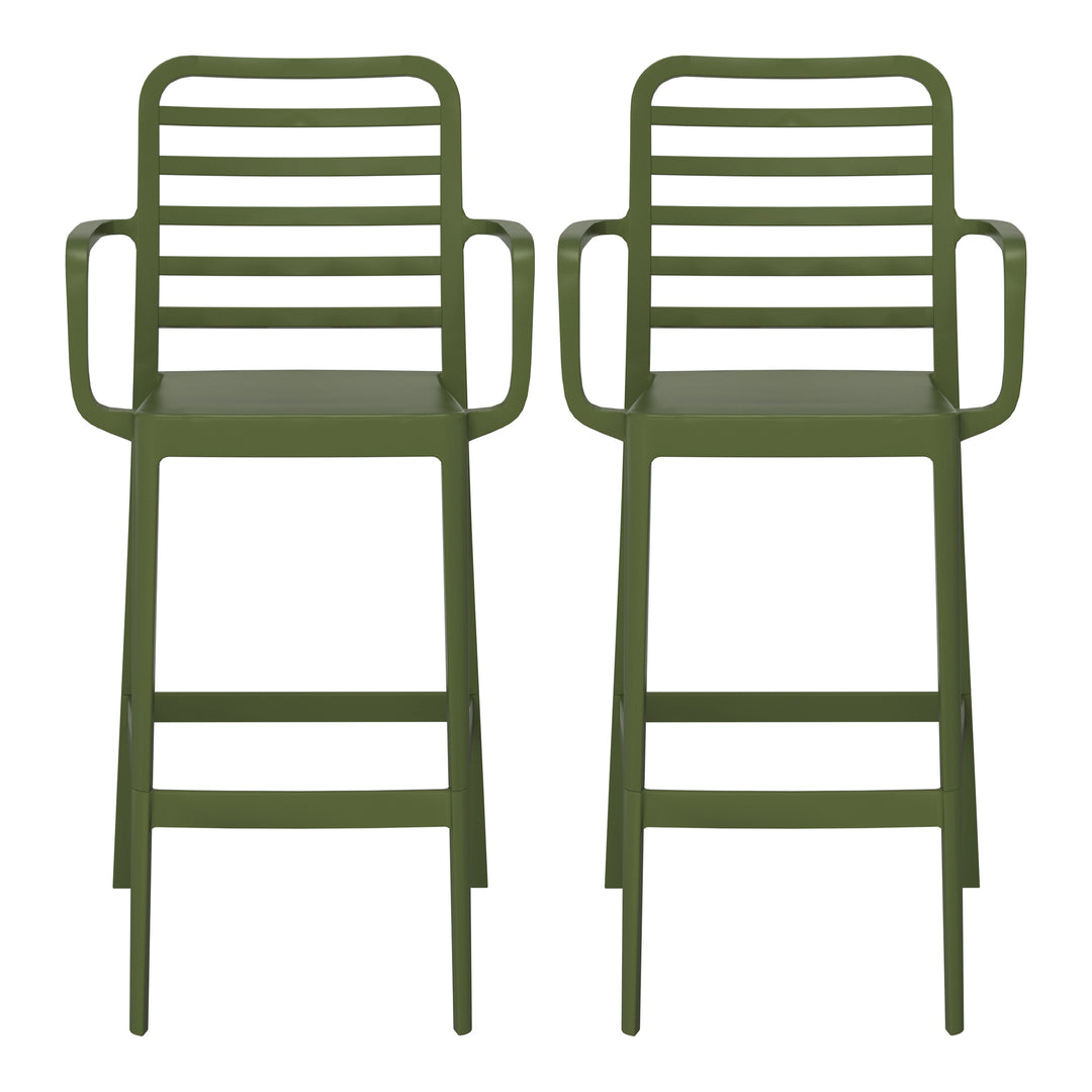 Playa 29.5" Outdoor Polypropylene Plastic Patio Bar Height Stools (Set of 2)