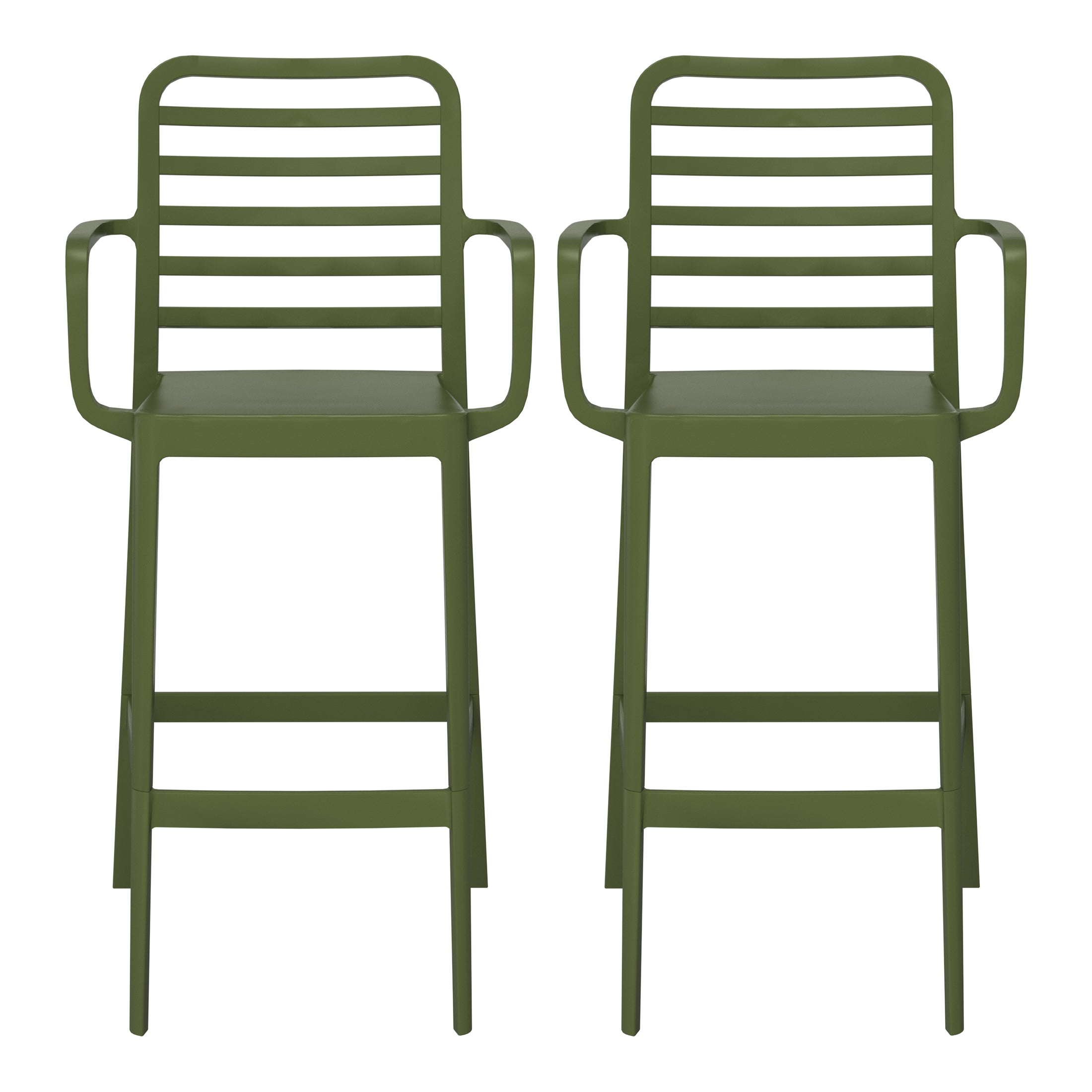 Playa 29.5" Outdoor Polypropylene Plastic Patio Bar Height Stools (Set of 2)