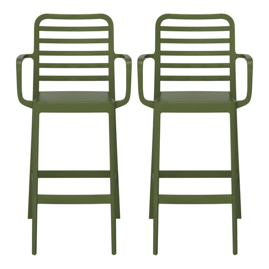 Playa 29.5" Outdoor Polypropylene Plastic Patio Bar Height Stools (Set of 2)