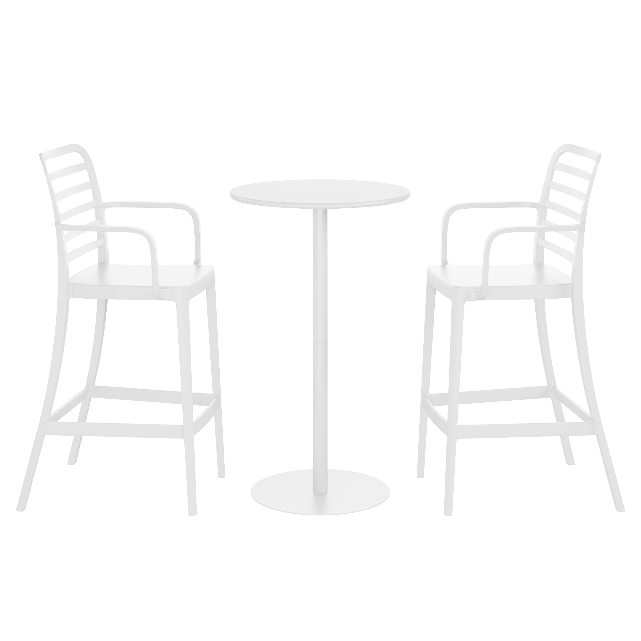 Playa 2-Person Adjustable Round Bar Table with Stackable Bar Stools Dining Set