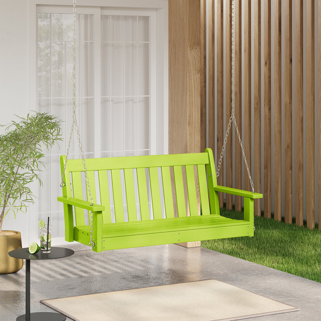 Malibu Outdoor Patio HDPE Hanging Front Porch Swing Bench