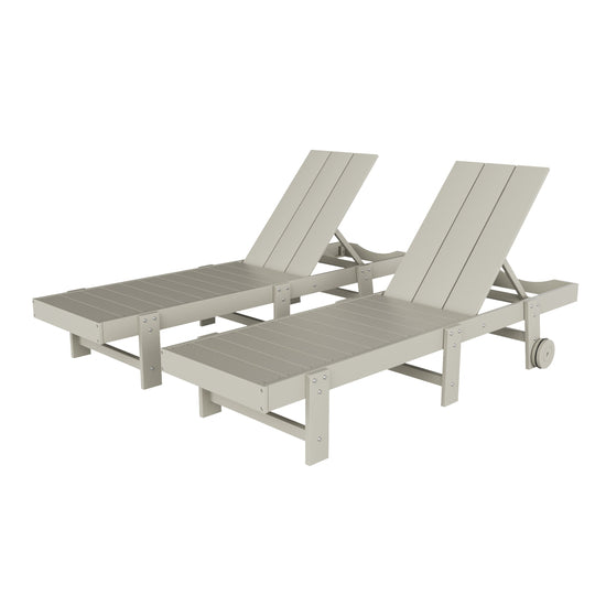 Ashore Modern Poly Reclining Chaise Lounge With Wheels