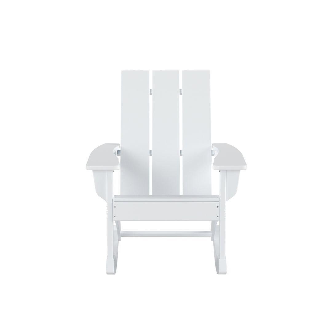 Ashore 2-Piece Modern Rocking Poly Adirondack Chair With Side Table Set