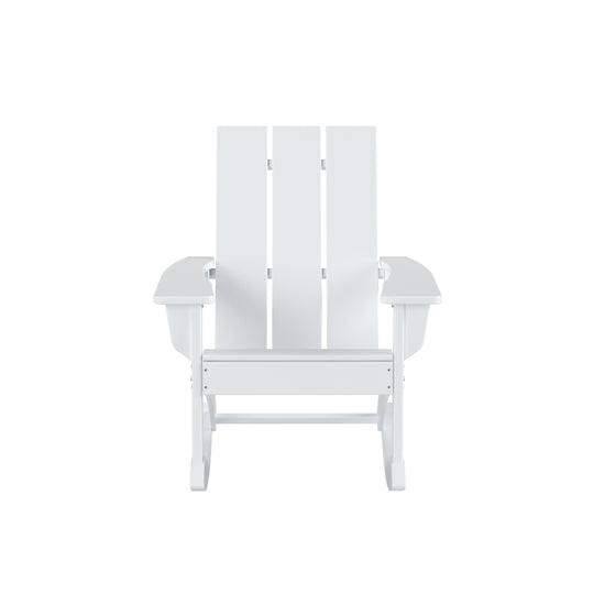 Ashore 2-Piece Modern Rocking Poly Adirondack Chair With Side Table Set