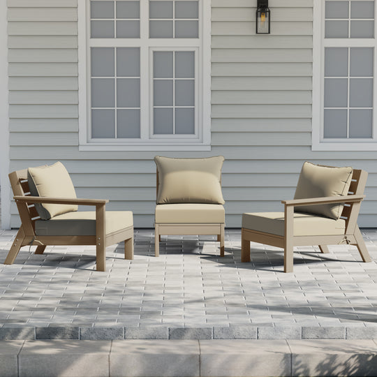 Avalon Outdoor Patio HDPE Sectional Sofa with Patio Cushions