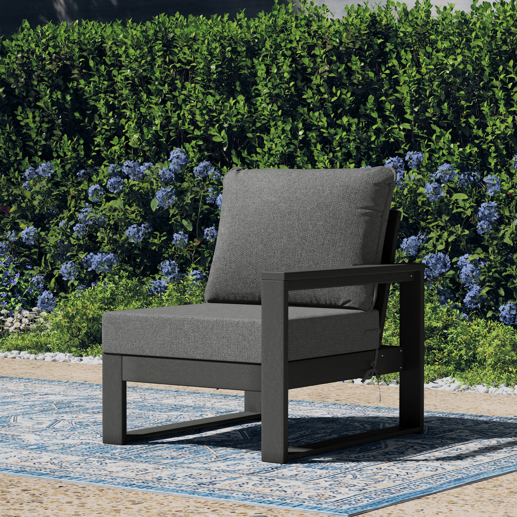 Montara Outdoor Patio HDPE Right Arm Facing Sectional Corner Chair with Patio Cushions