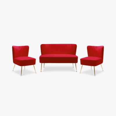 Phoebe Mid Century Modern Tufted Velvet Loveseat Sofa and Chair Set