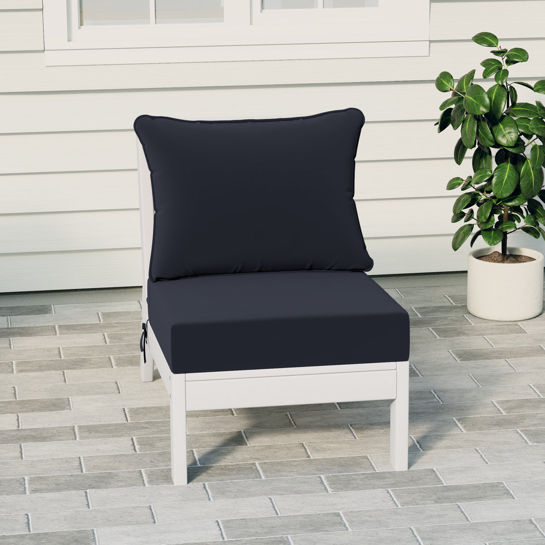Avalon Outdoor HDPE Deep Seating Modular Armless Patio Chair with Patio Cushions