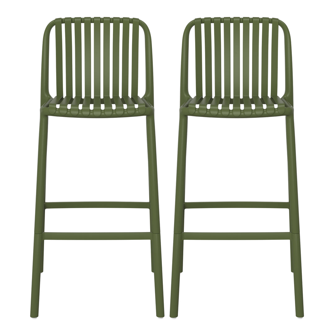 Playa 29.5" Outdoor Modern Polypropylene Plastic Patio Bar Height Stools (Set of 2)