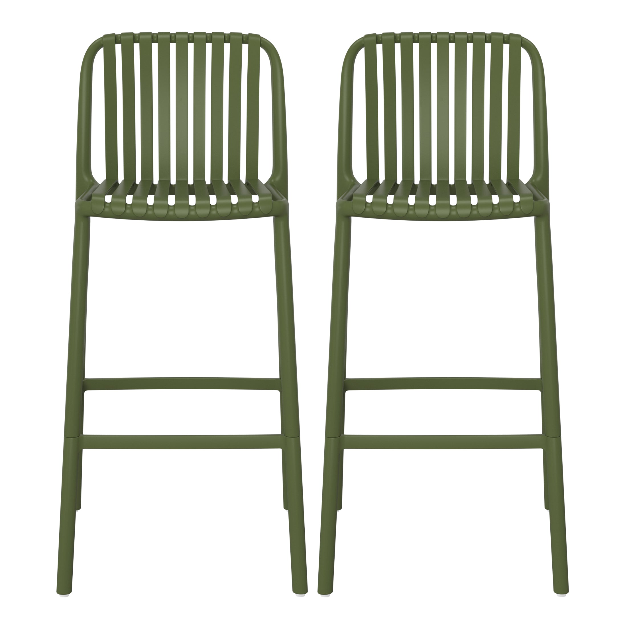 Playa 29.5" Outdoor Modern Polypropylene Plastic Patio Bar Height Stools (Set of 2)