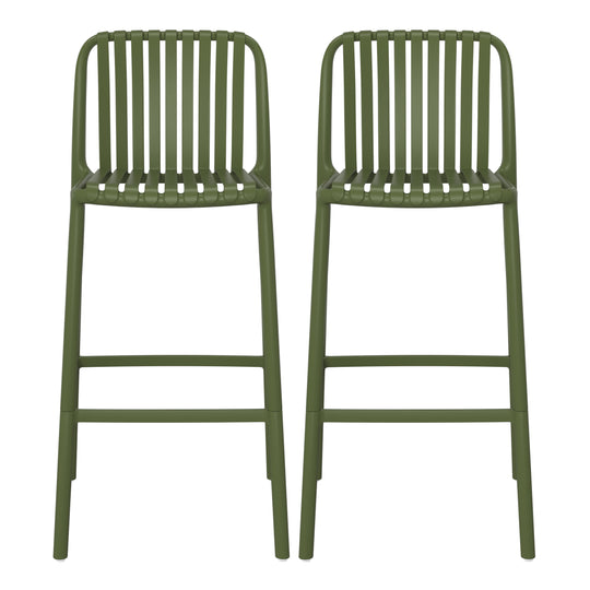 Playa 29.5" Outdoor Modern Polypropylene Plastic Patio Bar Height Stools (Set of 2)