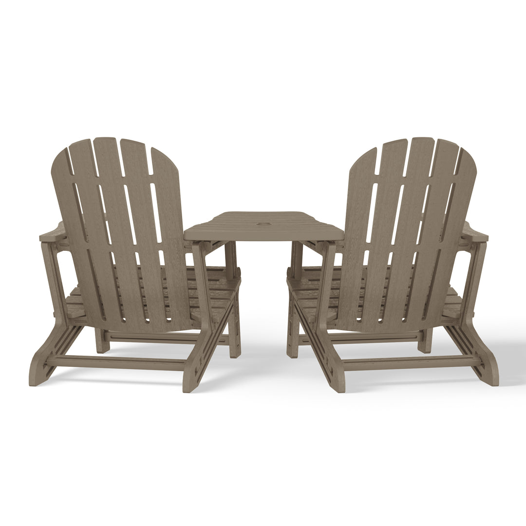 Azura Outdoor HDPE Adirondack Chairs With Connecting Table Tray (Set of 2)
