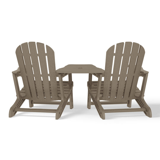 Azura Outdoor HDPE Adirondack Chairs With Connecting Table Tray (Set of 2)