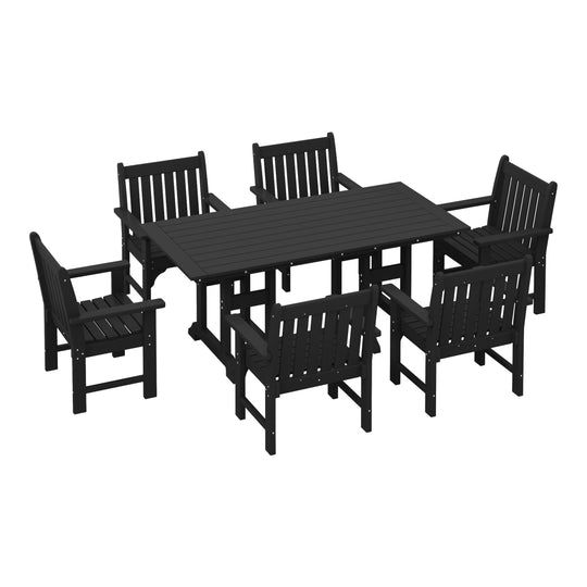 Malibu 7-Piece HDPE Outdoor Dining Patio Table and Chairs Set