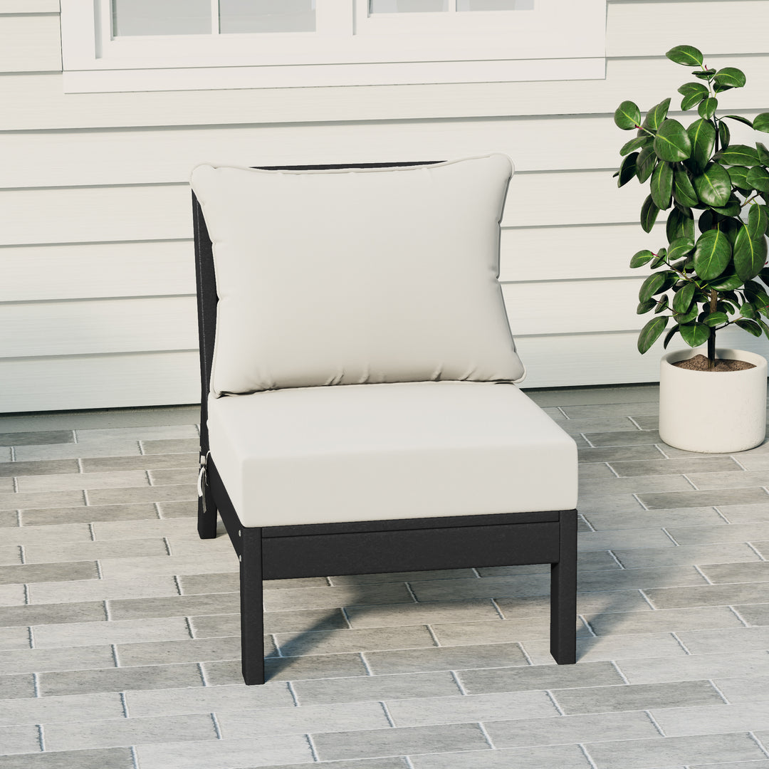 Avalon Outdoor HDPE Deep Seating Modular Armless Patio Chair with Patio Cushions