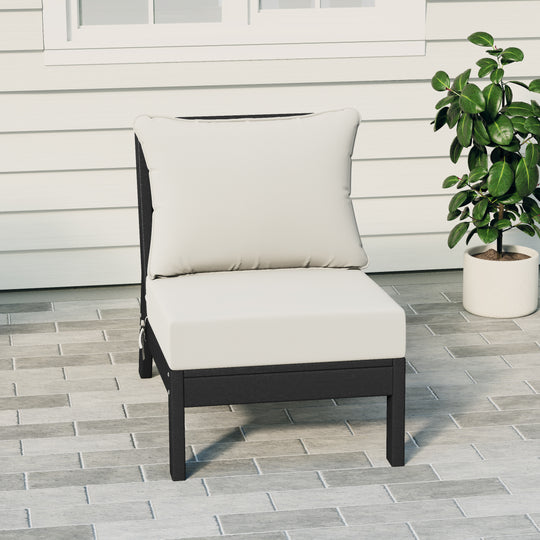 Avalon Outdoor HDPE Deep Seating Modular Armless Patio Chair with Patio Cushions