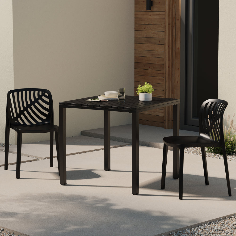 Playa Outdoor Modern Stackable Polypropylene Plastic Patio Bistro Dining Side Chairs (Set of 2)