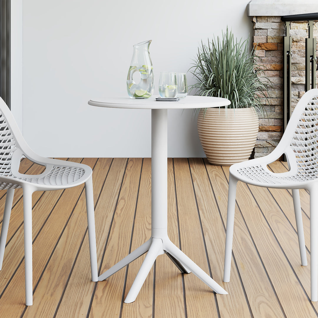 Playa 23.5" Outdoor Polypropylene Resin Round Patio Bistro Dining Table for 2