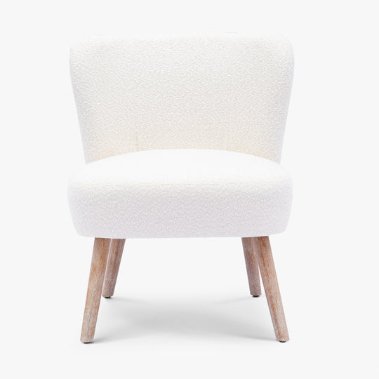 Genevieve Mid-Century Boucle Accent Chair with Ottoman Foot Stool Set