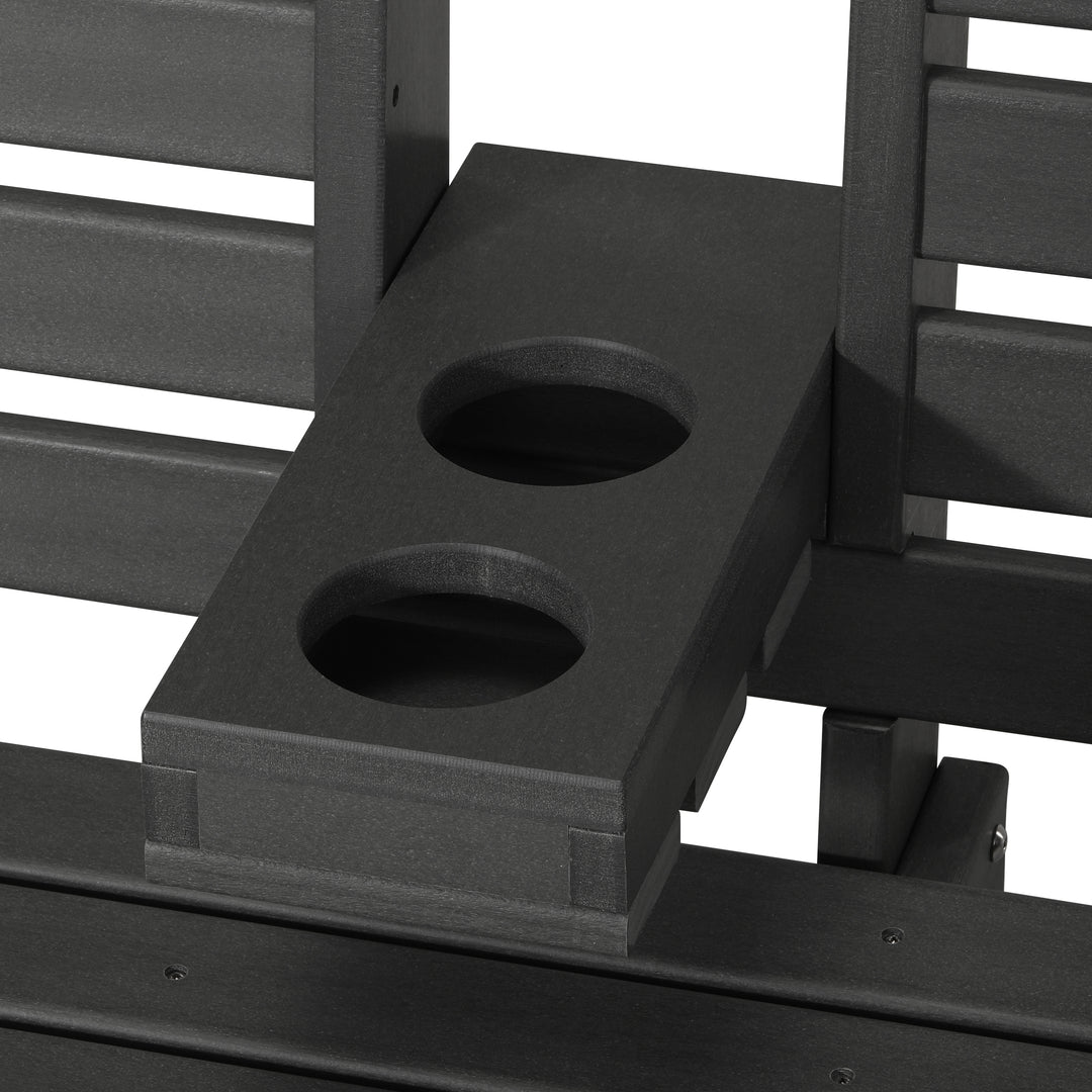 St Charles Outdoor HDPE 54" Front Hanging Porch Swing Bench With Cupholders