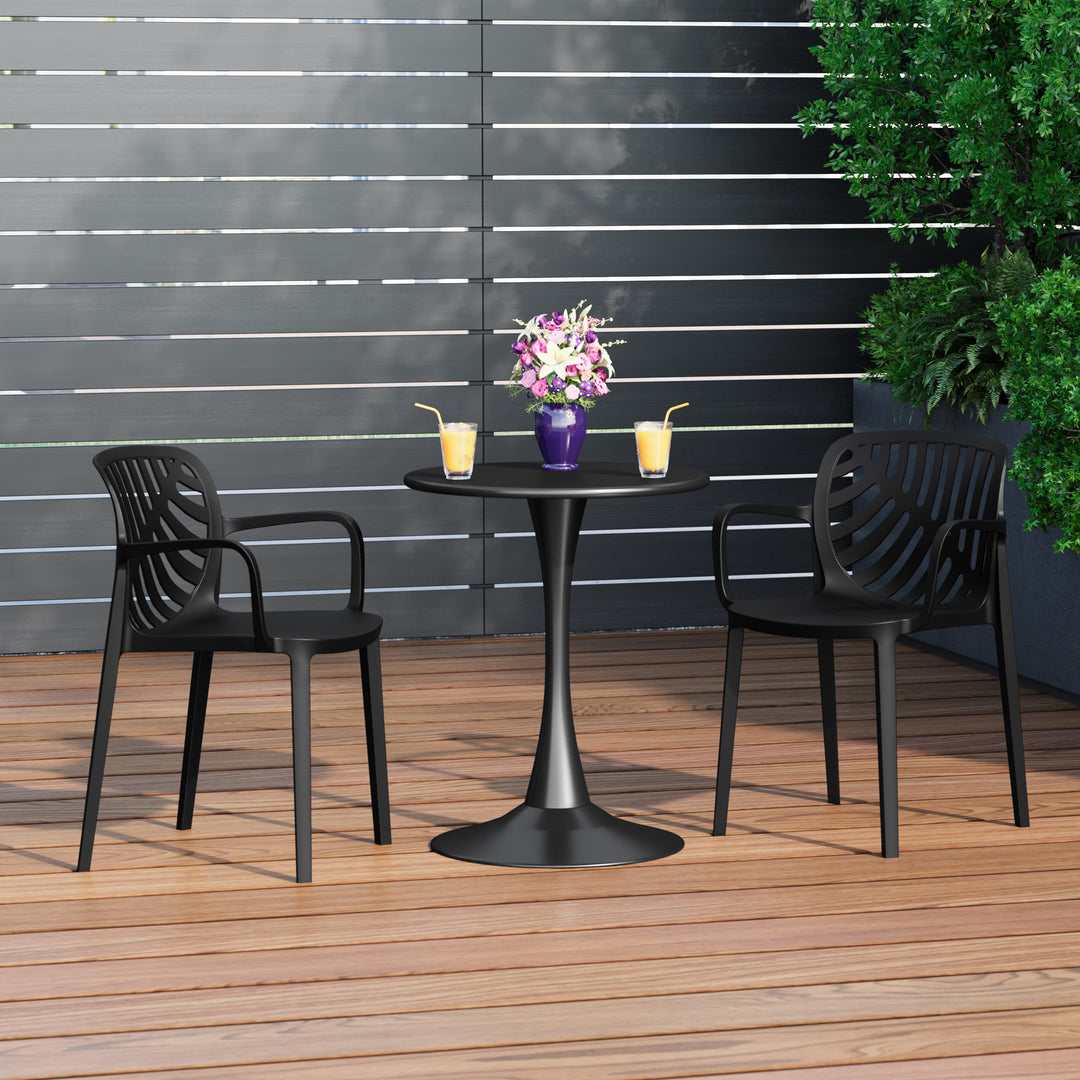 Playa Outdoor Modern Stackable Patio Dining Armchairs (Set of 2)