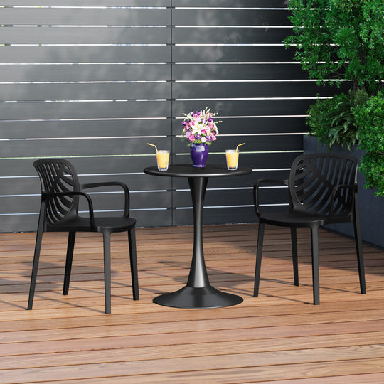 Playa Outdoor Modern Stackable Patio Dining Armchairs (Set of 2)