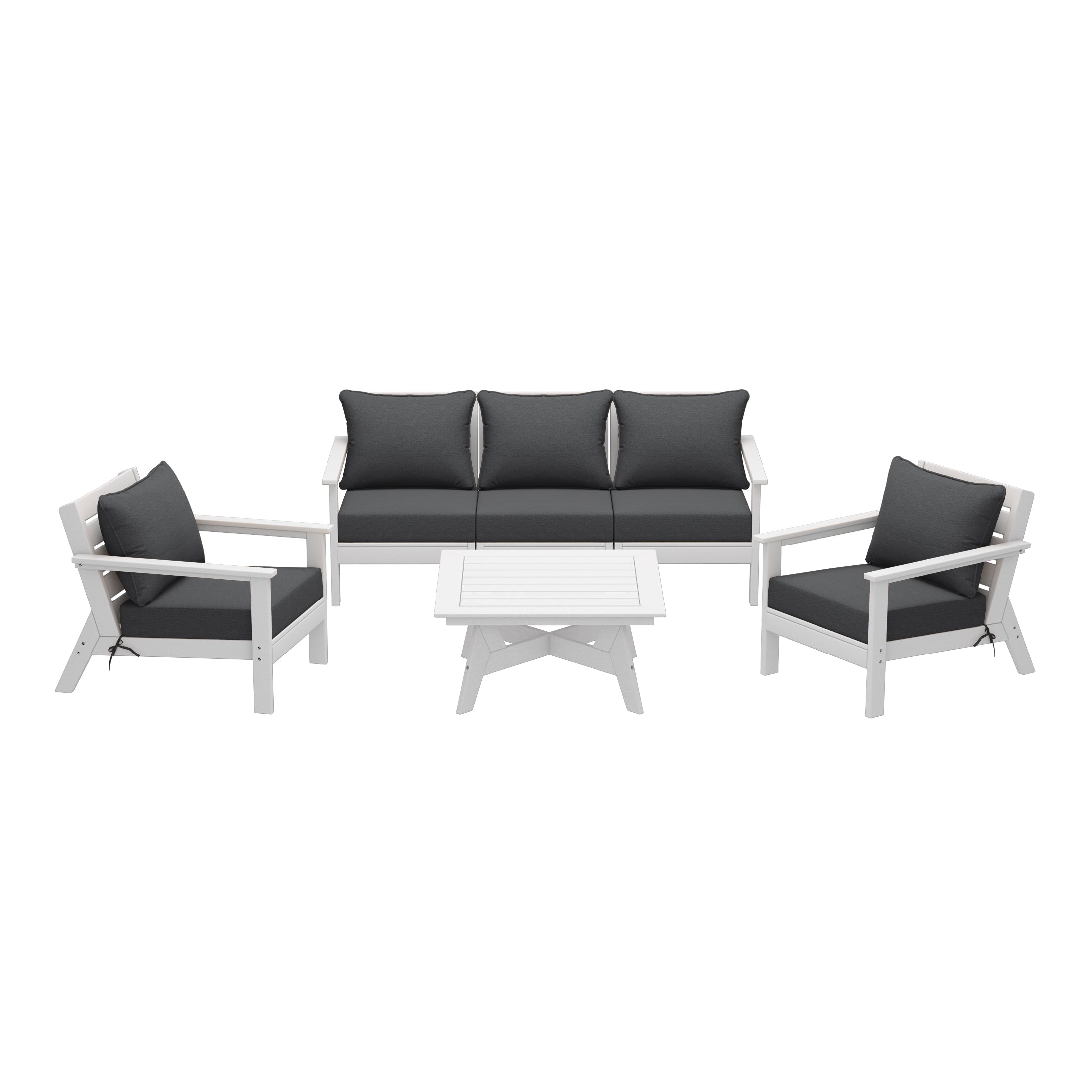 Avalon Outdoor 6-Piece Modular Sectional Patio Furniture Sofa Set in White Frame