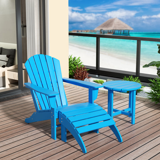 Dylan Outdoor Adirondack Chair With Ottoman And Side Table 3-Piece Set