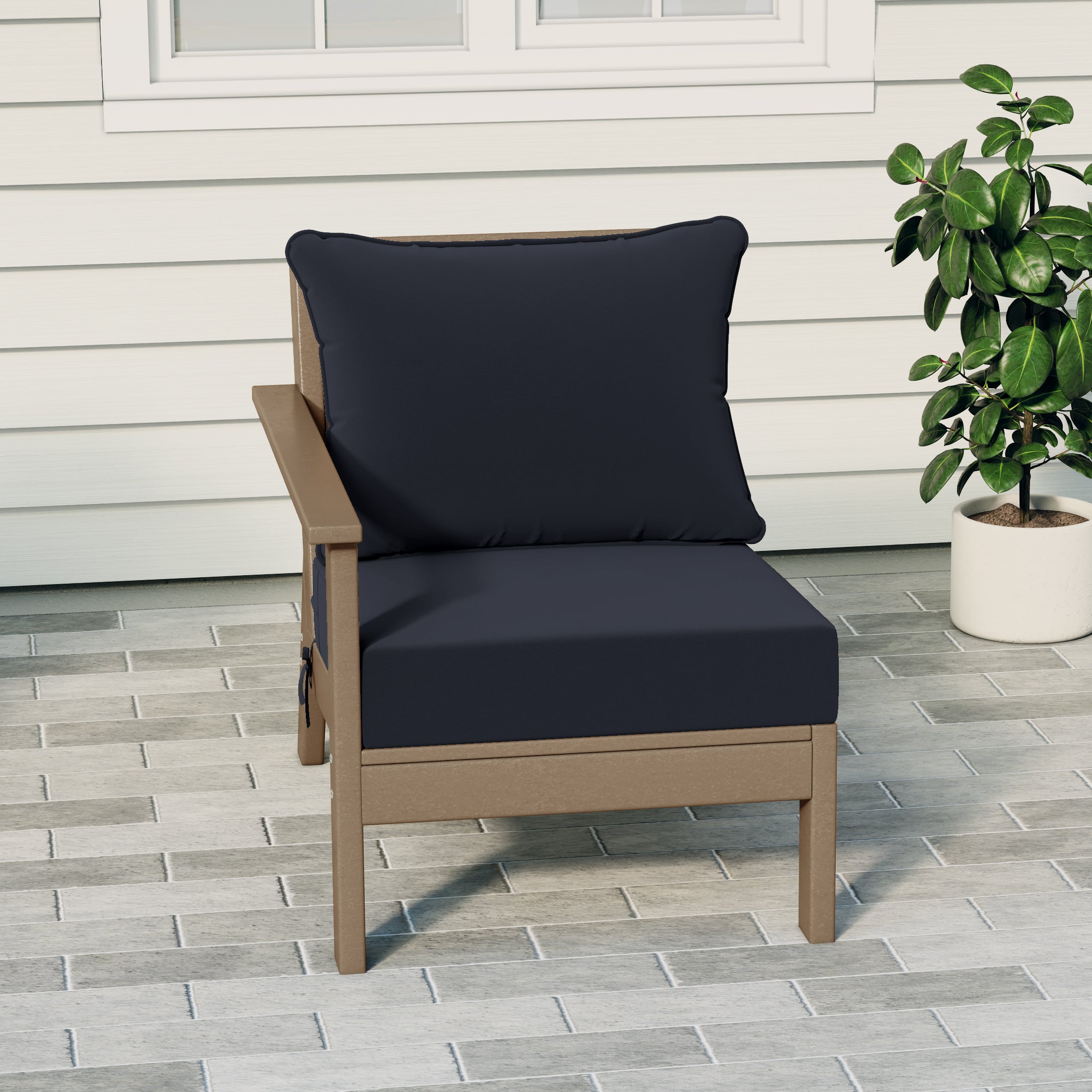 Avalon Outdoor Patio HDPE Left Arm Sectional Corner Club Chair with Patio Cushions