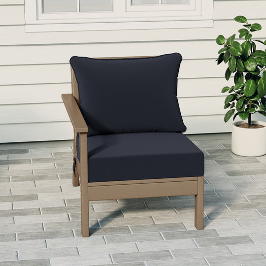Avalon Outdoor Patio HDPE Left Arm Sectional Corner Club Chair with Patio Cushions