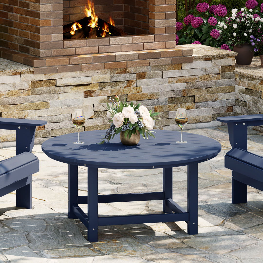 Malibu Low Outdoor HDPE Round Patio Coffee Table