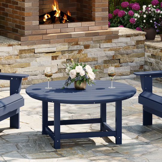 Malibu Low Outdoor HDPE Round Patio Coffee Table