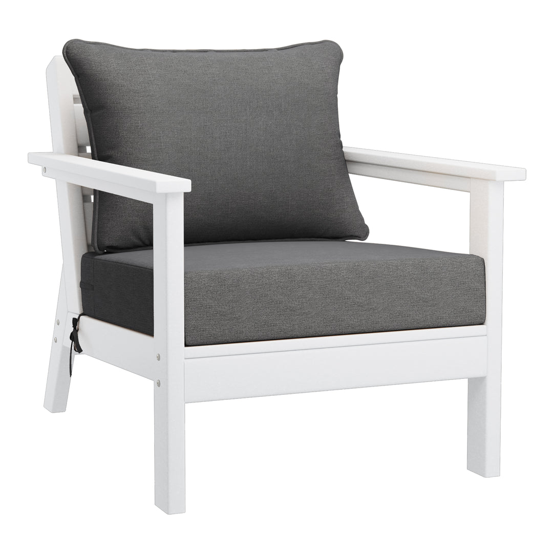 Avalon Outdoor Modern HDPE Patio Club Chairs with Deep Seat Cushions (Set of 2)