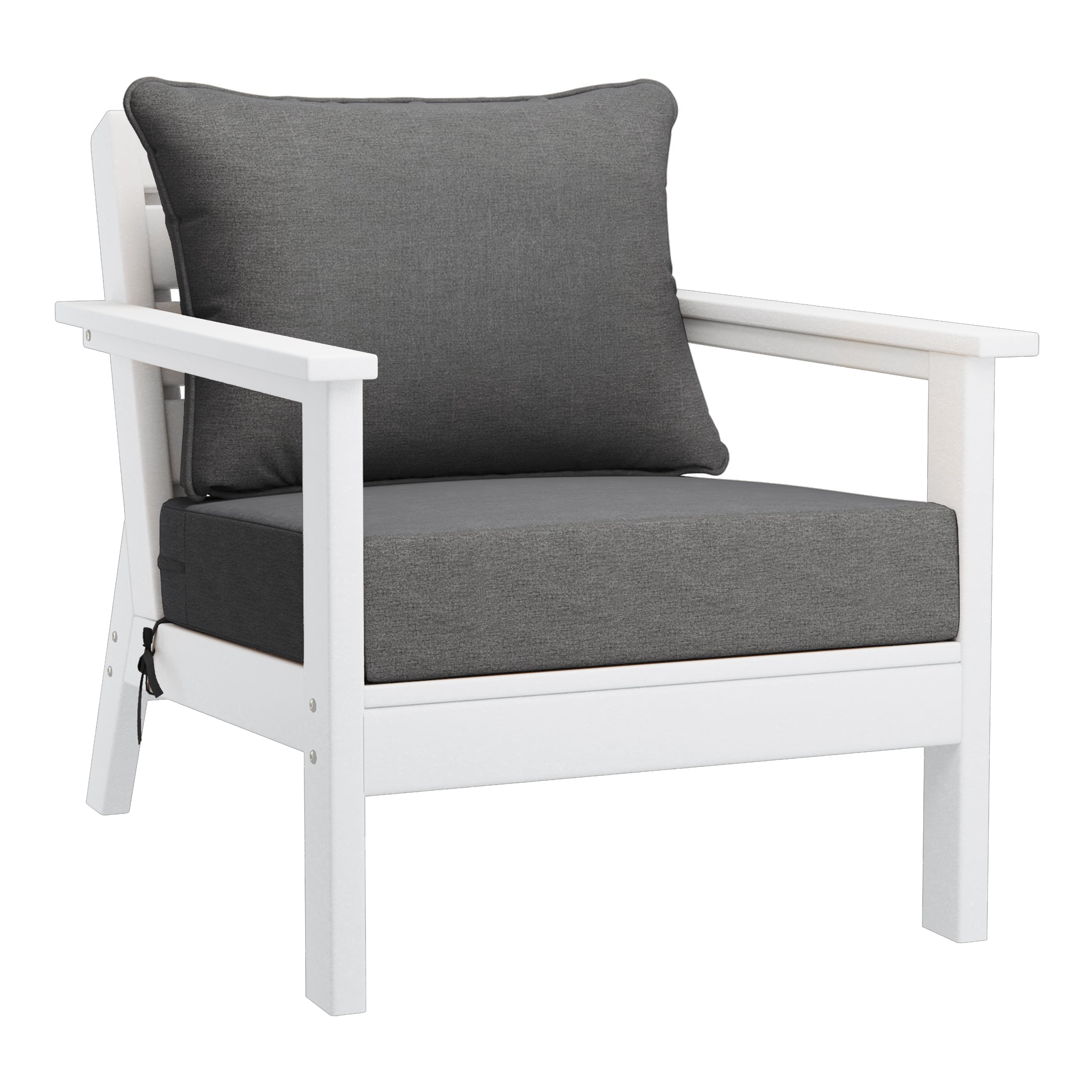 Avalon Outdoor Modern HDPE Patio Club Chairs with Deep Seat Cushions (Set of 2)