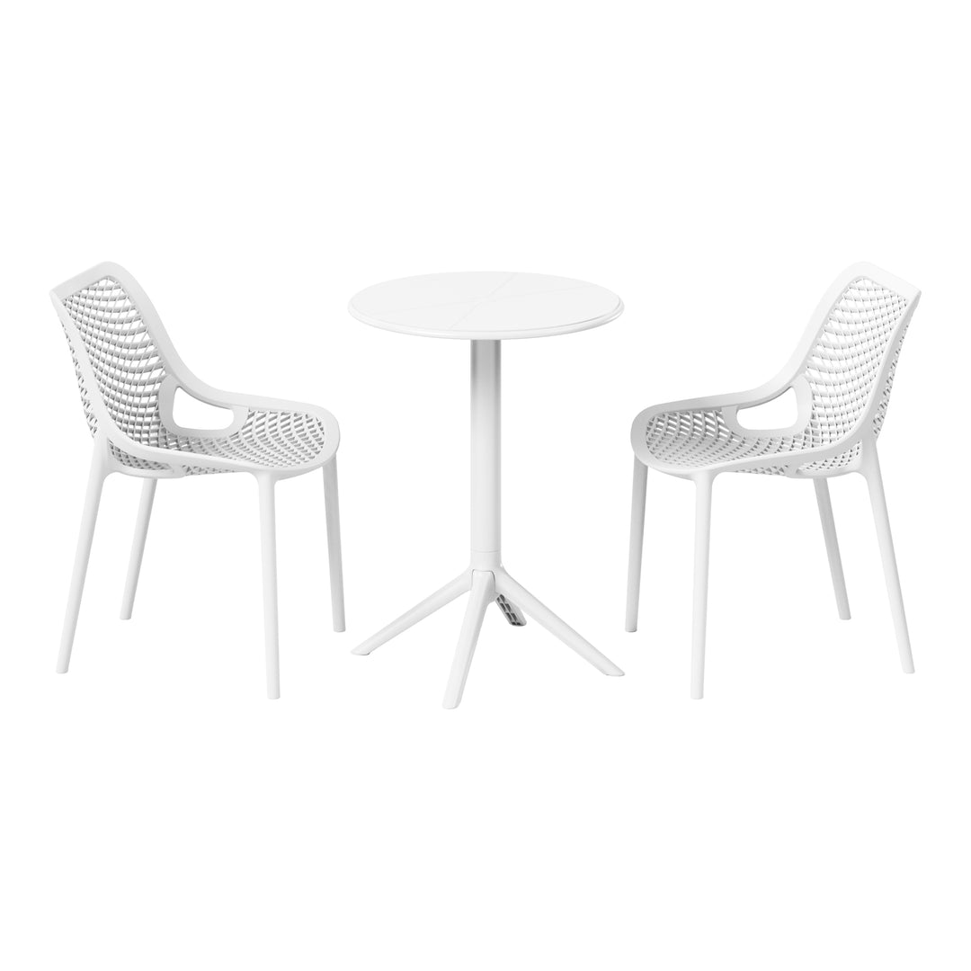Playa 3-Piece Outdoor Resin Patio Bistro Set with Stackable Patio Dining Side Chairs