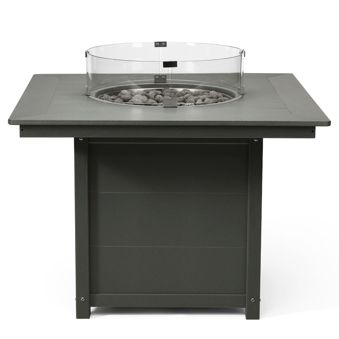 Helios Modern Outdoor Patio Propane 42" Square Fire Pit Table