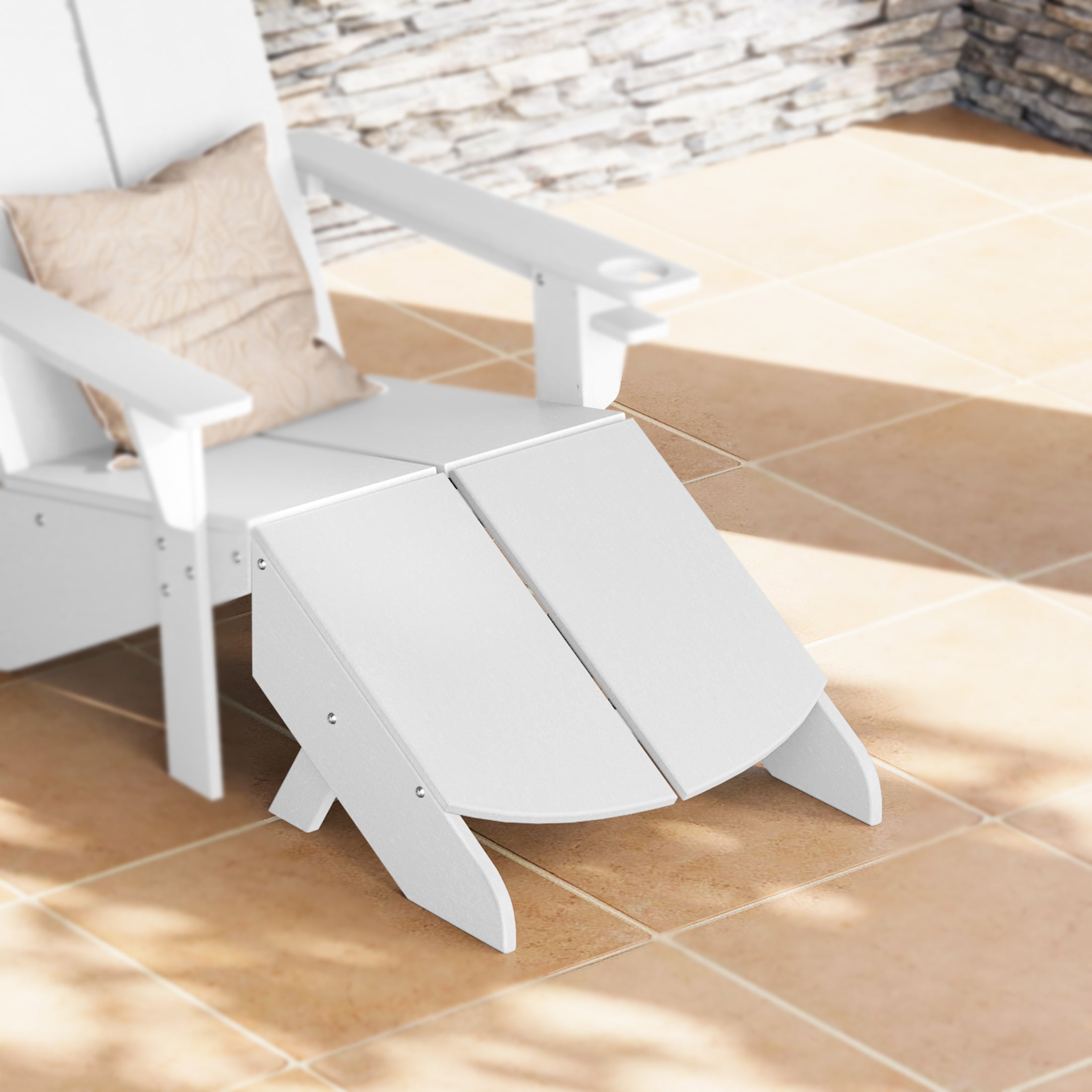 Riviera Modern HDPE Plastic Folding Patio Adirondack Ottoman