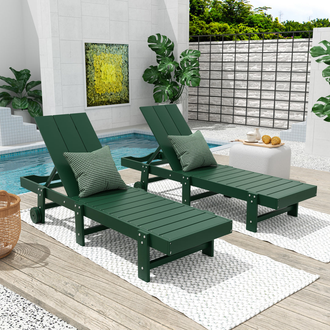 Ashore Modern Poly Reclining Chaise Lounge With Wheels