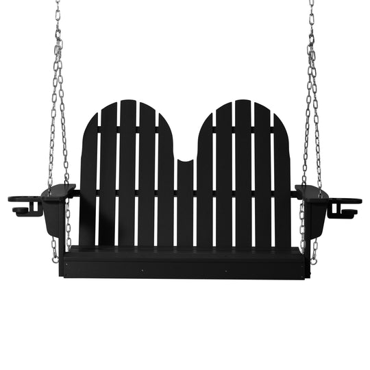 St. Augustine 4ft Outdoor HDPE Poly Farmhouse Hanging Porch Swing With Cup Holders