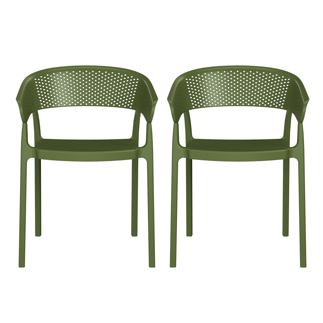 Playa Outdoor Modern Stackable Plastic Resin Patio Dining Armchair (Set of 2)