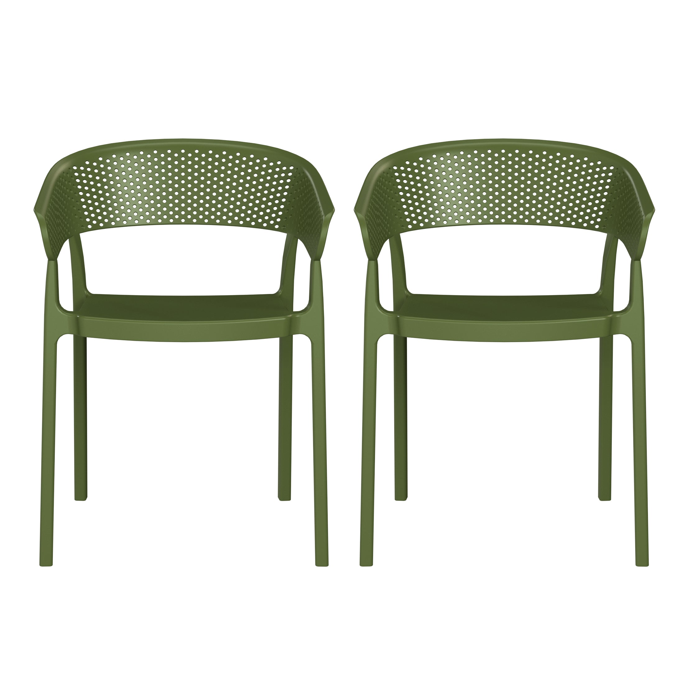 Playa Outdoor Modern Stackable Plastic Resin Patio Dining Armchair (Set of 2)