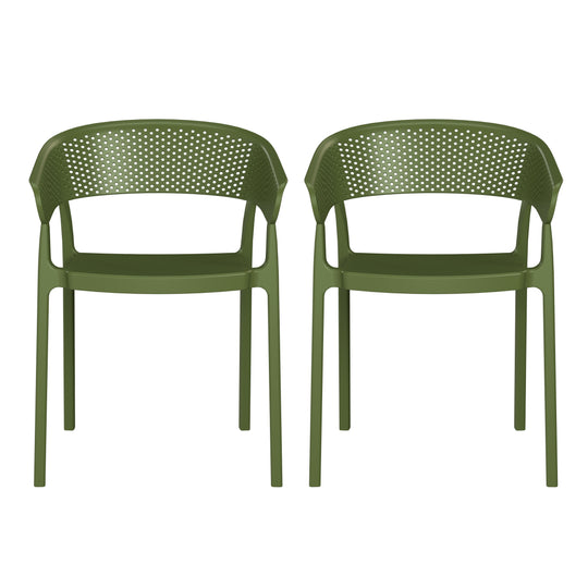 Playa Outdoor Modern Stackable Plastic Resin Patio Dining Armchair (Set of 2)