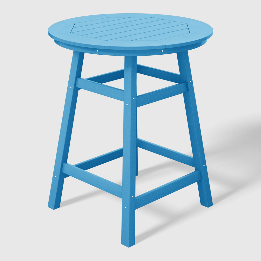 Malibu 5-Piece HDPE Outdoor Patio Dining Bar Bistro Table Set with Counter High Round Bar Stools