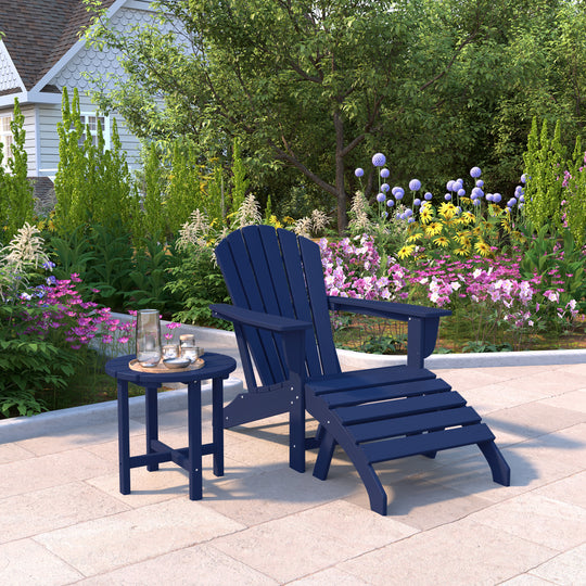 Dylan Outdoor Adirondack Chair With Ottoman And Side Table 3-Piece Set