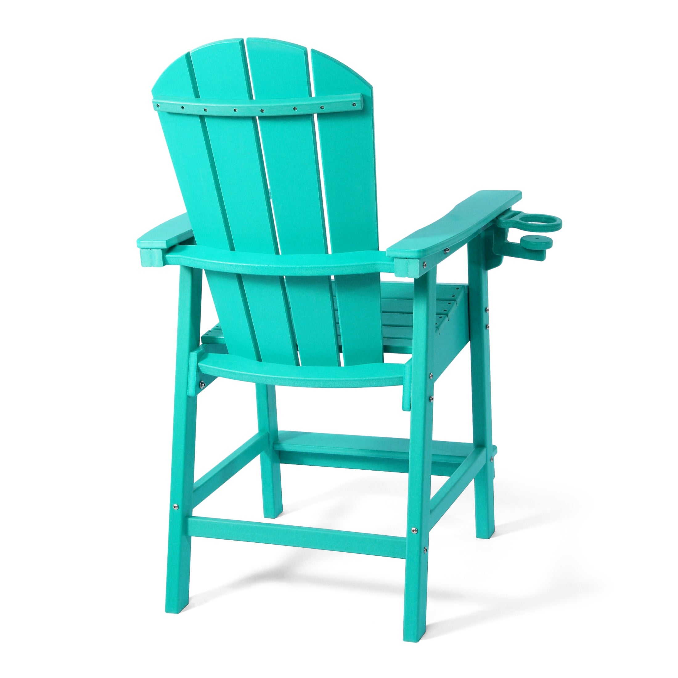 Malibu Outdoor HDPE  Tall Adirondack Counter Height Bar Chair With Cup Holder